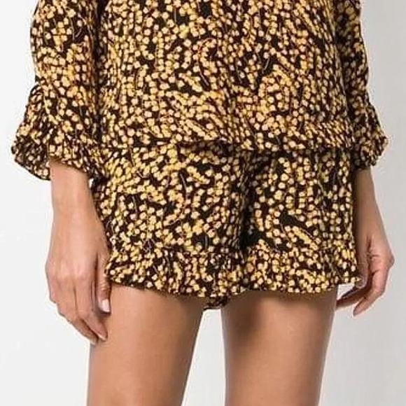 GANNI Goldstone Floral Crepe Shorts Size 40 - Picture 1 of 6